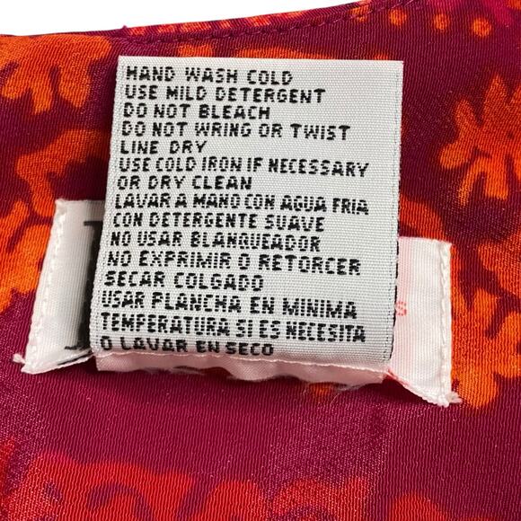 R&K Originals Maxi Dress Red Faux Wrap Sleeveless Tropical Floral Size 14 Y2K - Picture 4 of 15